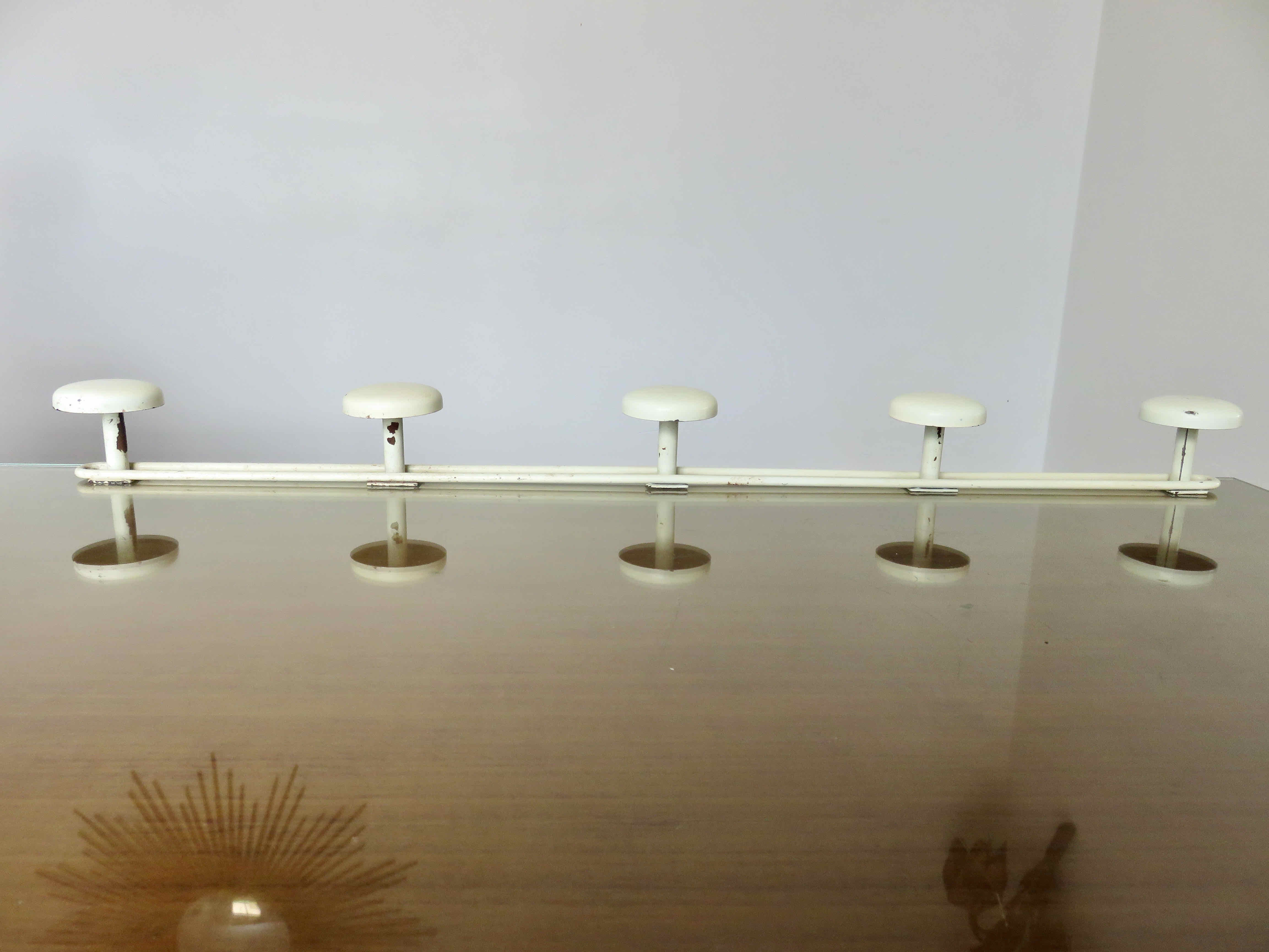 Wall-mounted coat rack in lacquered metal 40s 50s