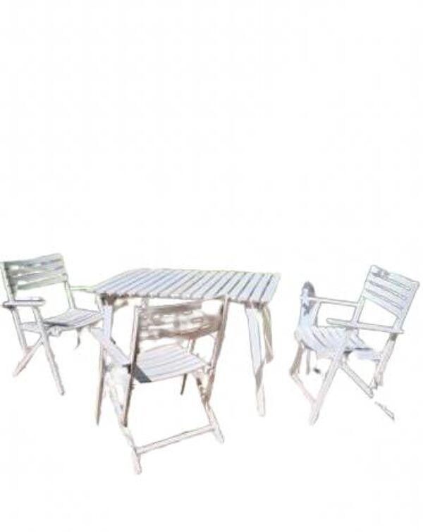 Salon de jardin bois blanc vintage