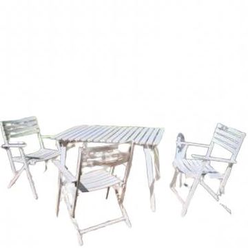 Salon de jardin bois blanc vintage