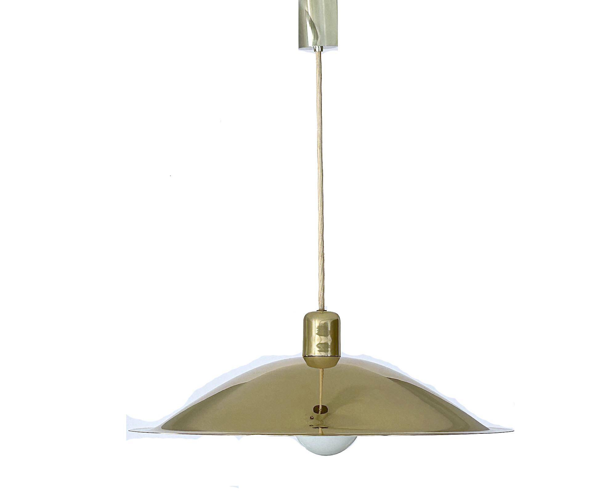 Large Scandinavian Pendant Light in Brass