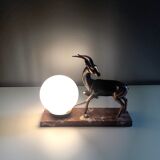 Art Deco table lamp - Copper antelope on marble - 1940