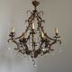 10 Light 5 Sided Bronze and Crystal Cage Chandelier