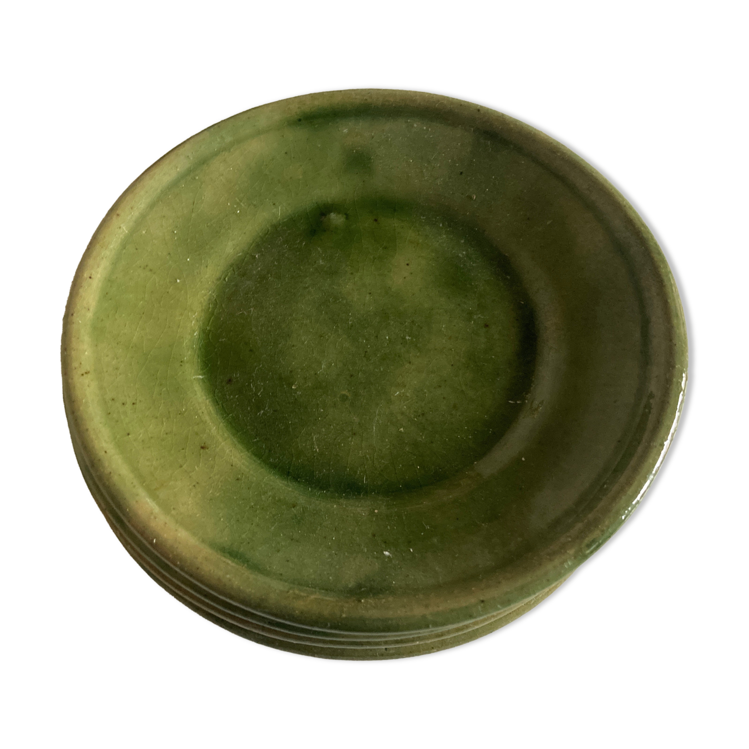 Set of 4 plates in green glazed earth from Biot 1960