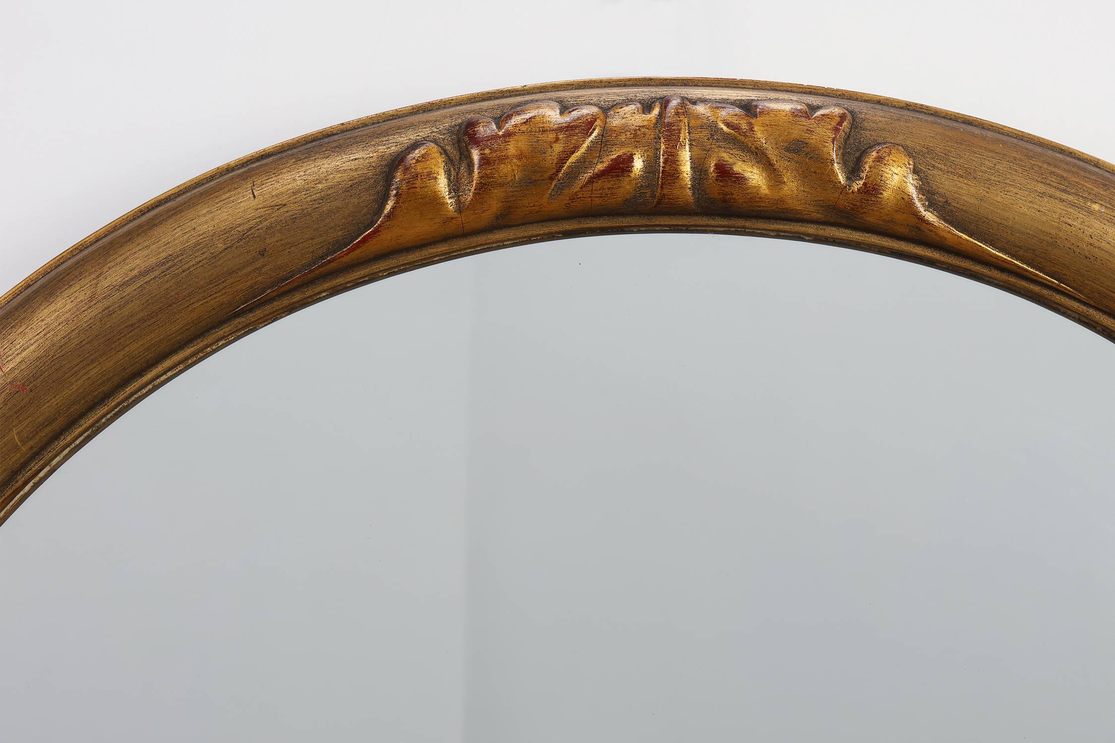 Art Deco oval gilt oak mirror, Belgium 1920s