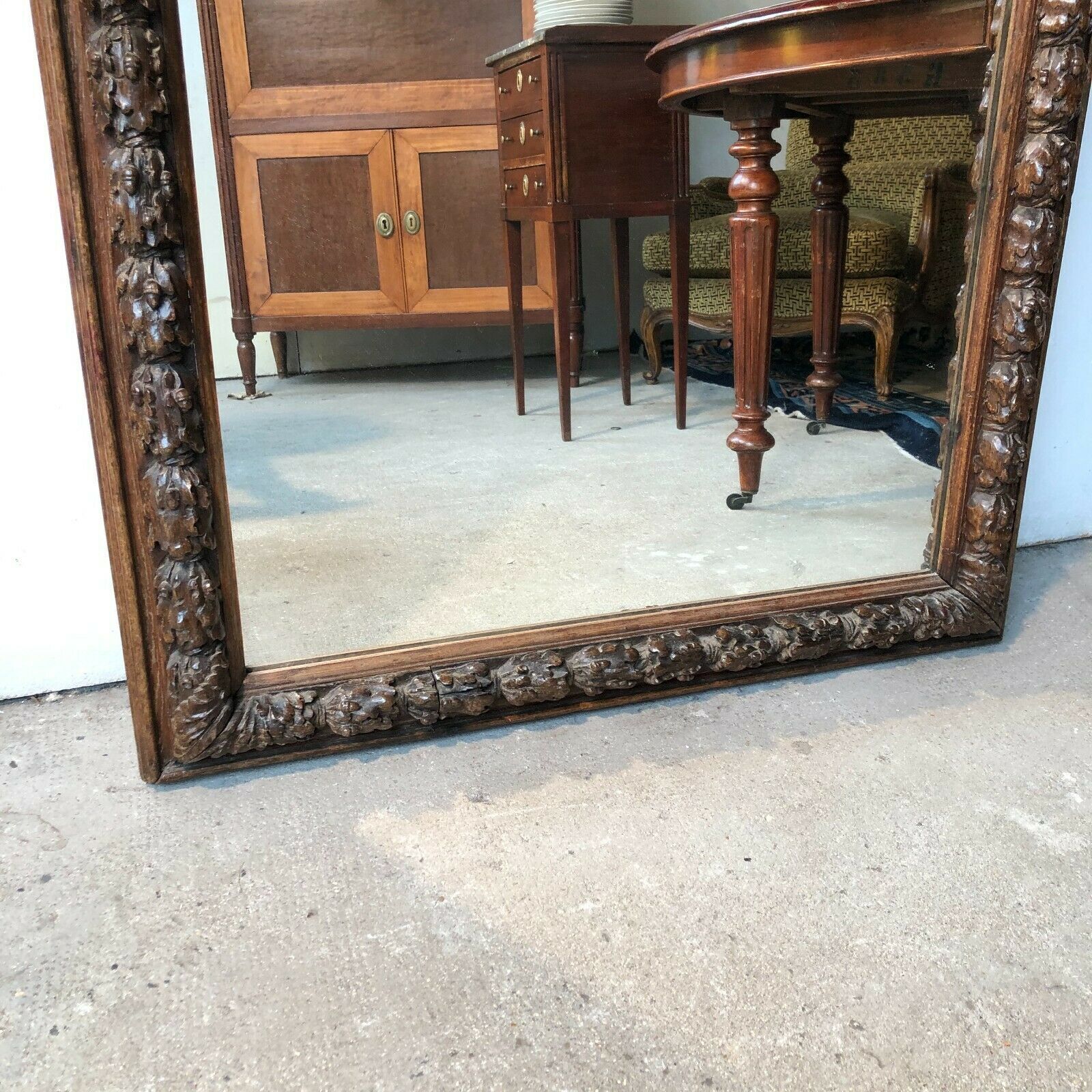 Mirror carved wooden frame late 17th century 137x70 cm