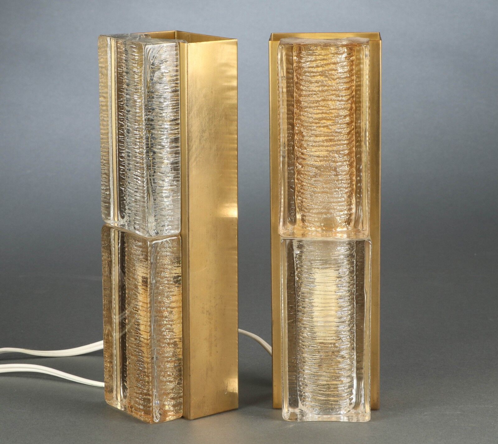 Pair of Vitrika wall lamps in glass and brass