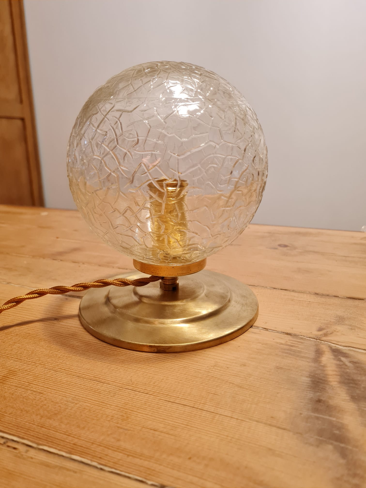 Vintage globe table lamp in molded glass