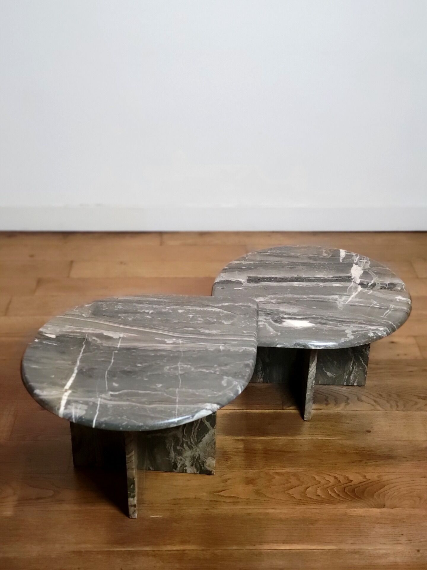 Vintage organically shaped marble side tables, Germany 1970