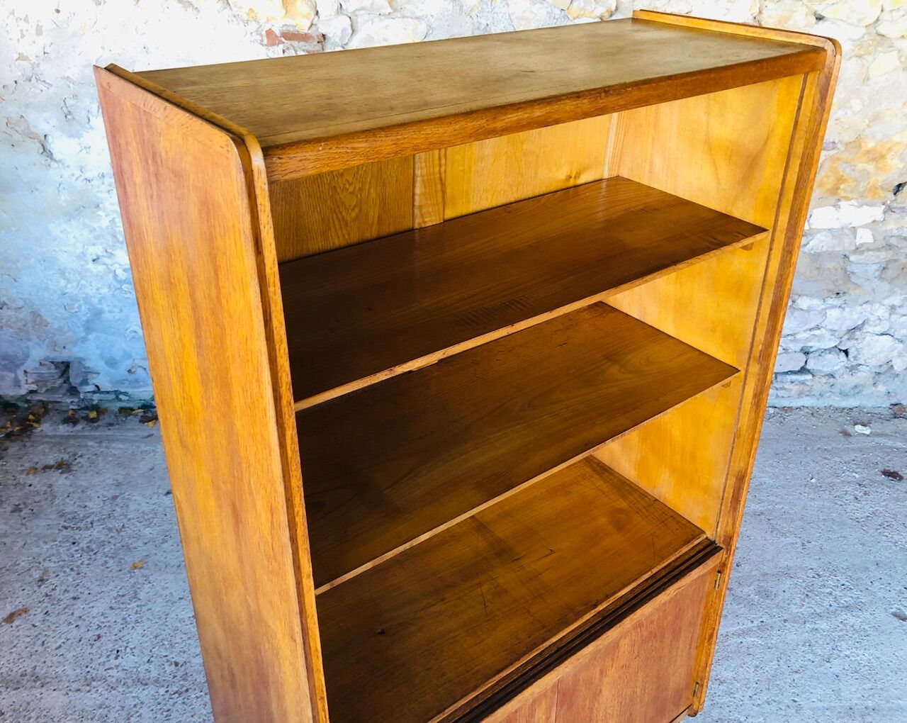Vintage oak wall storage unit circa 50s