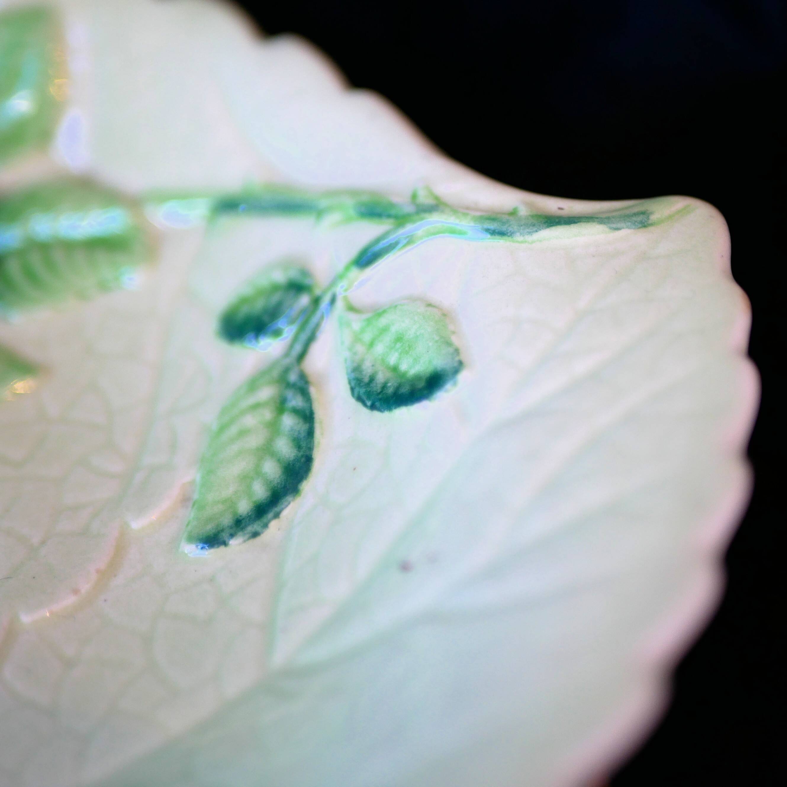 Plat de service décoratif Carlton Ware à feuilles vertes et fleurs roses