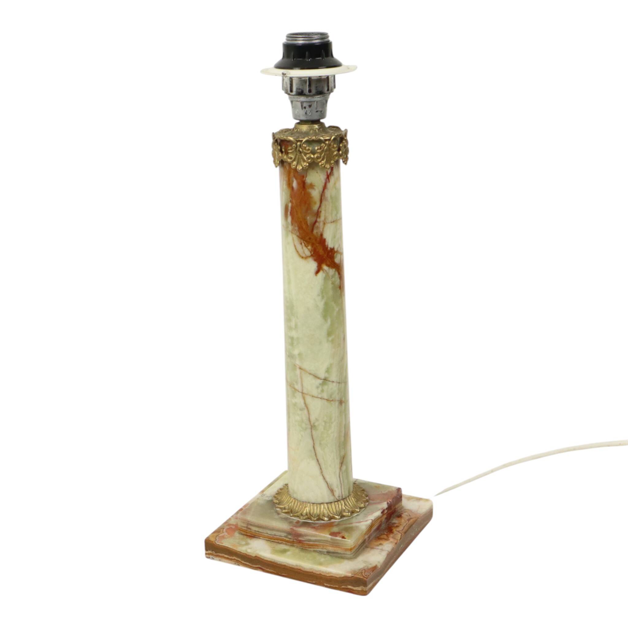 Classic Onyx Marble Brass Column Lamp 20th Century