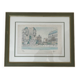 Painting: Lithograph - Place St Michel in Paris