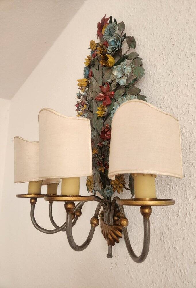 XL Large 2 Light polychrome vintage Ciani Firenze wall lamp, Italy 1970s