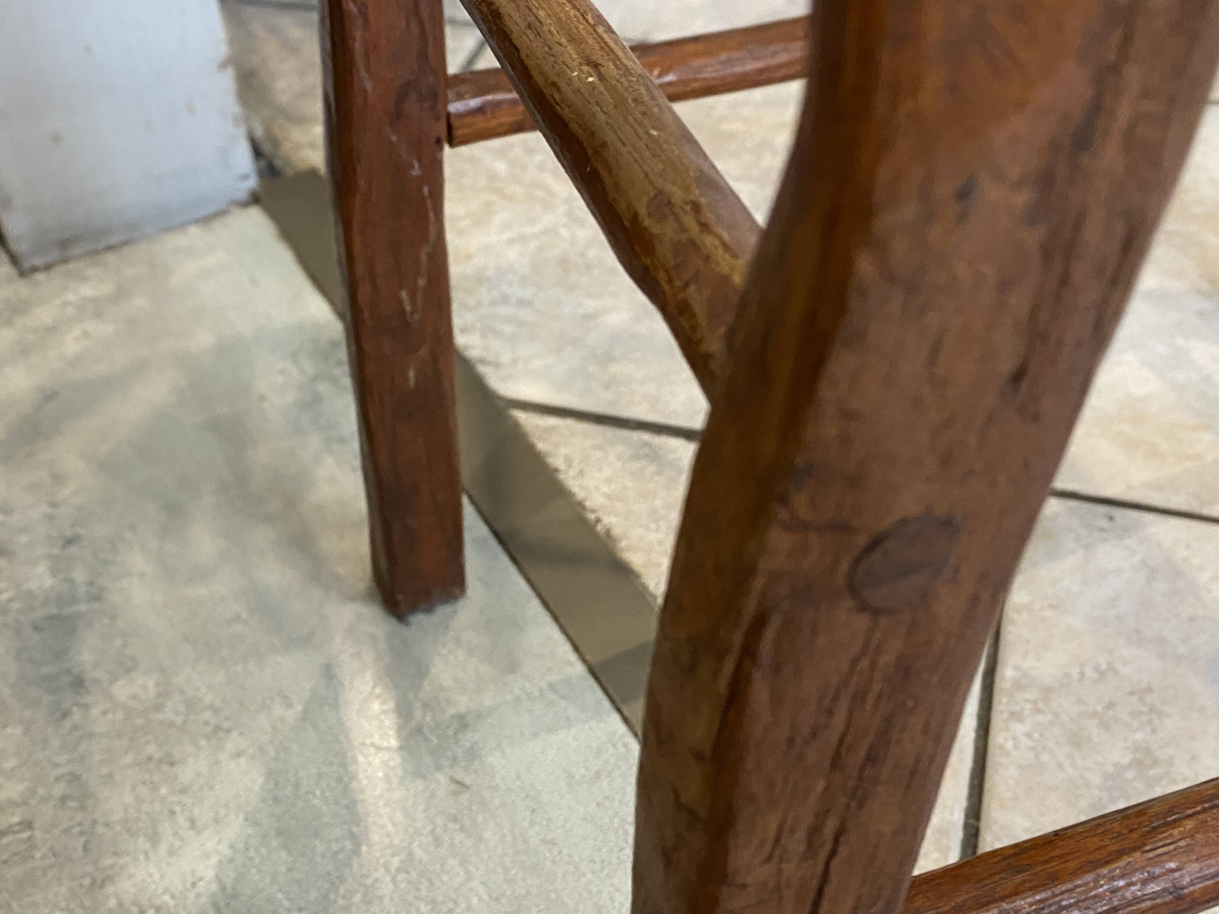 Set of 3 high wooden bar stools, handcrafted, 50.