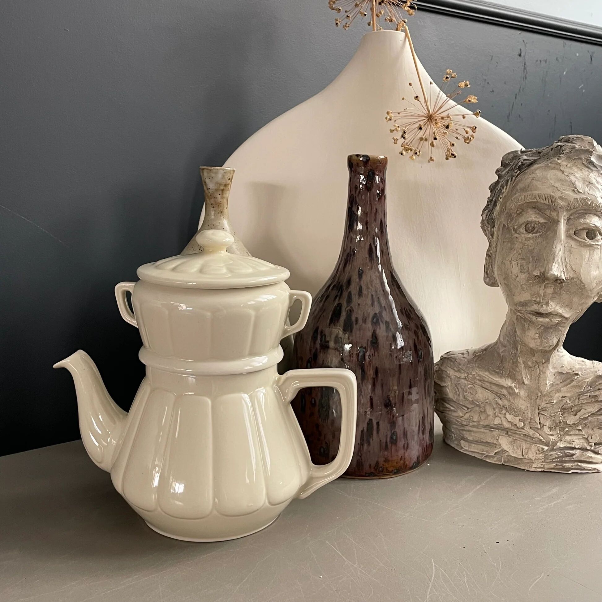 Old coffee pot with ceramic filter