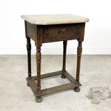 Antique oak hall table with stone top