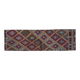 1970s Vintage Turkish Oushak Handmade Wool Cotton Purple Runner Rug 62x206