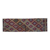 Tapis couloir vintage turc Oushak fait main en laine et coton violet 62x206