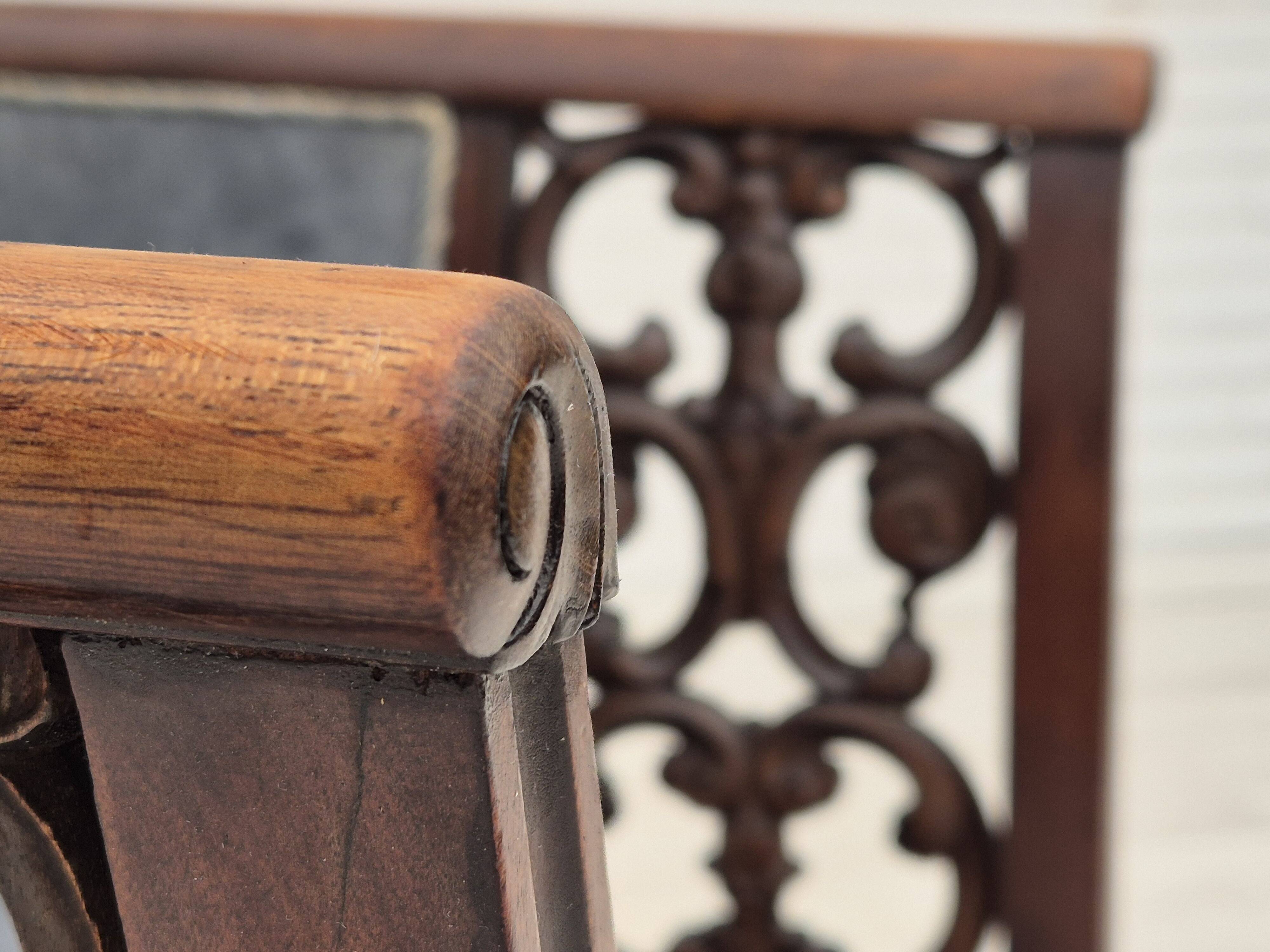 Années 1950, chaise longue danoise, état d'origine, meuble en laine bleu clair.