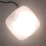 Ceiling light, square wall lamp in opaline, mid-20th century.