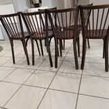 Suite de 6 chaises de bistrot Baumann vintage 1960