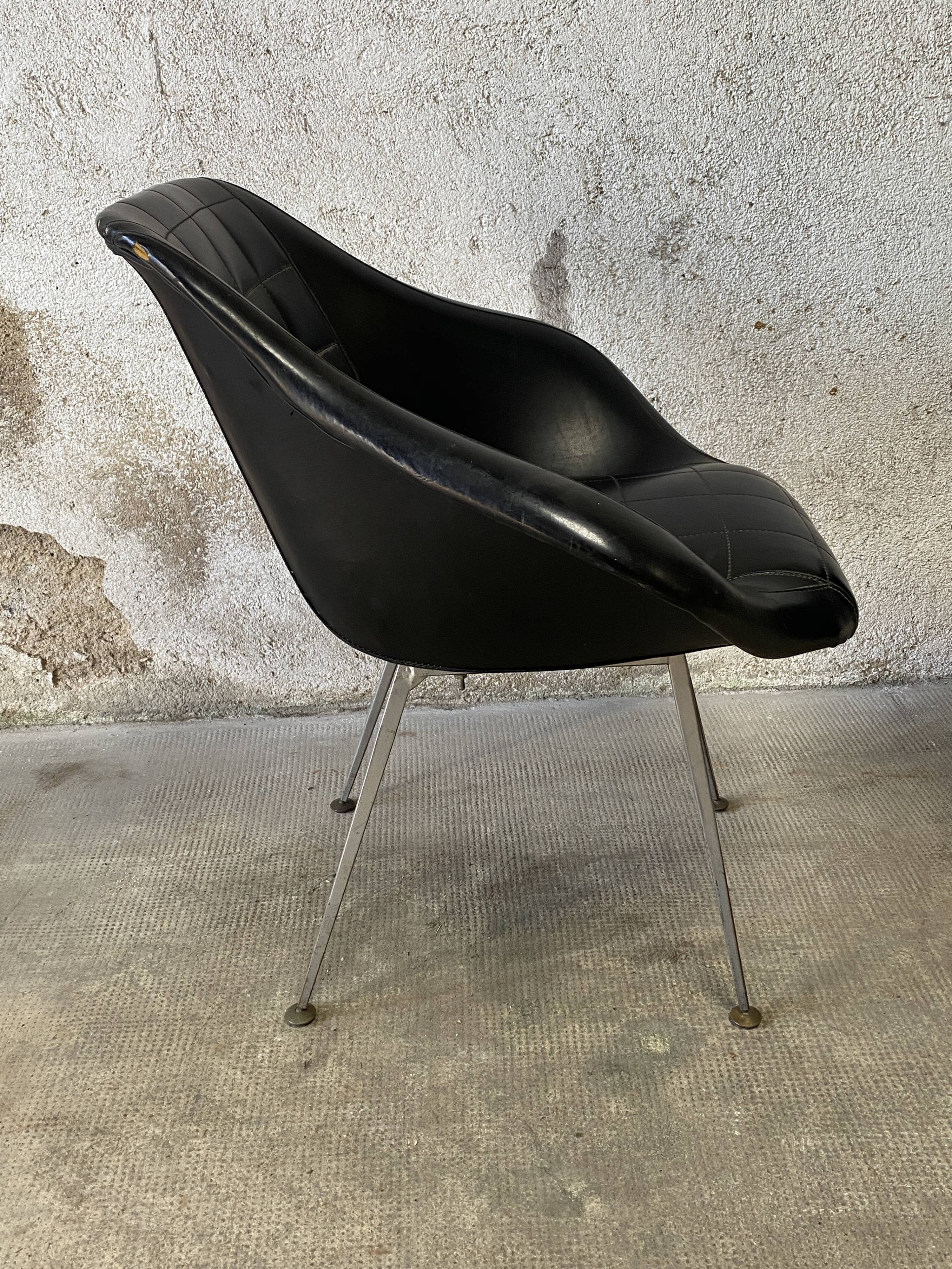 Pair of upholstered armchair year 60