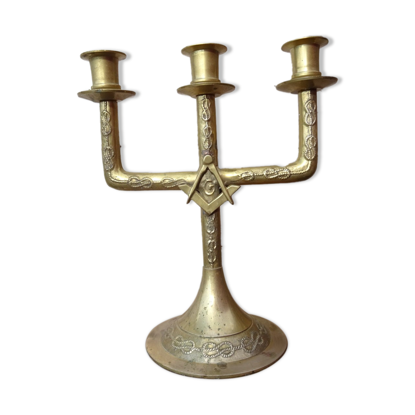 Masonic chandelier with 3 branches in bronze