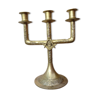 Masonic chandelier with 3 branches in bronze