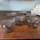 6 vintage glass ice cream or fruit cups or trou normand in blown brown glass.