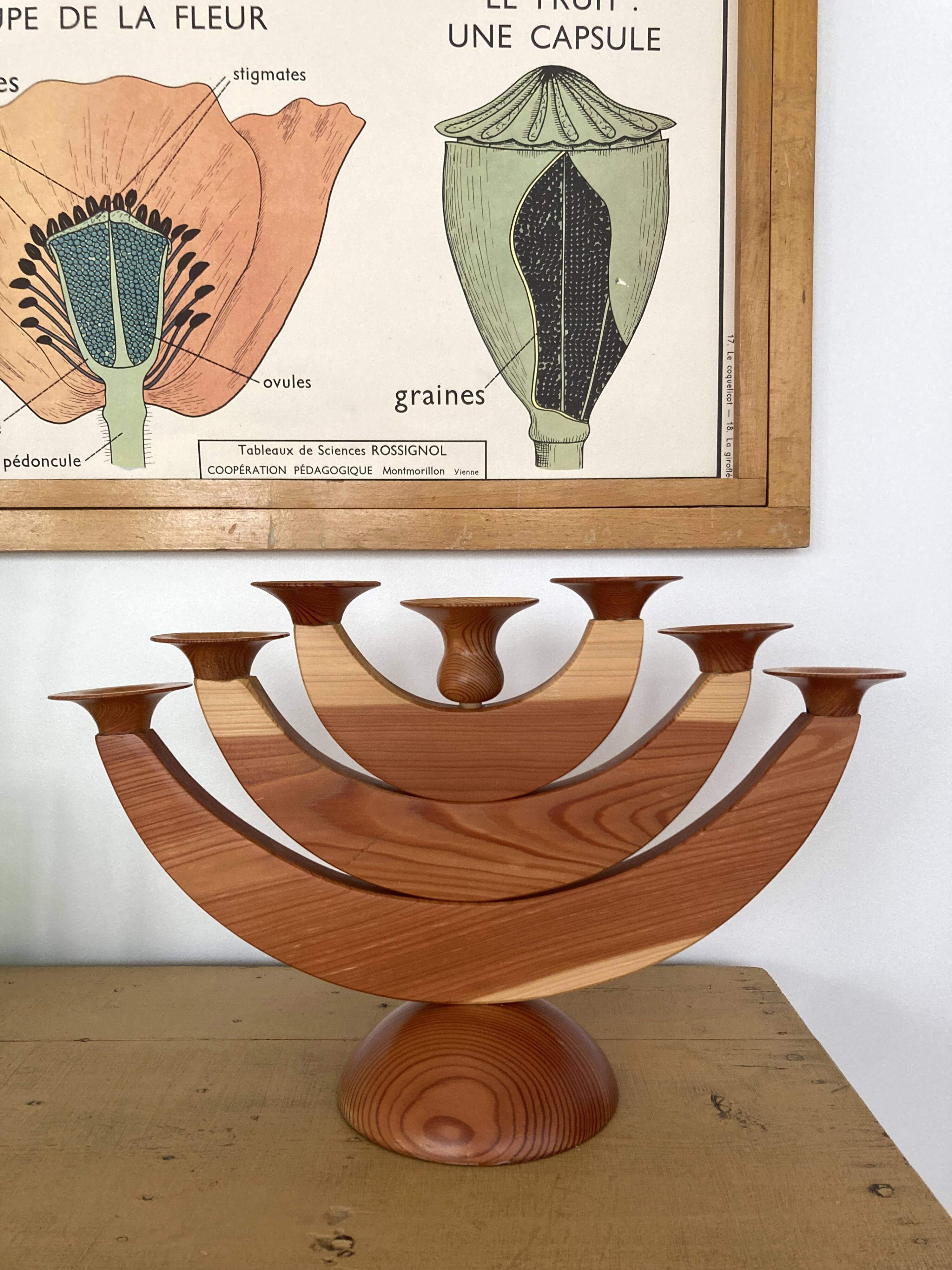 Large Swedish folding candle holder solid wood