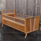Rattan and wood children's bed