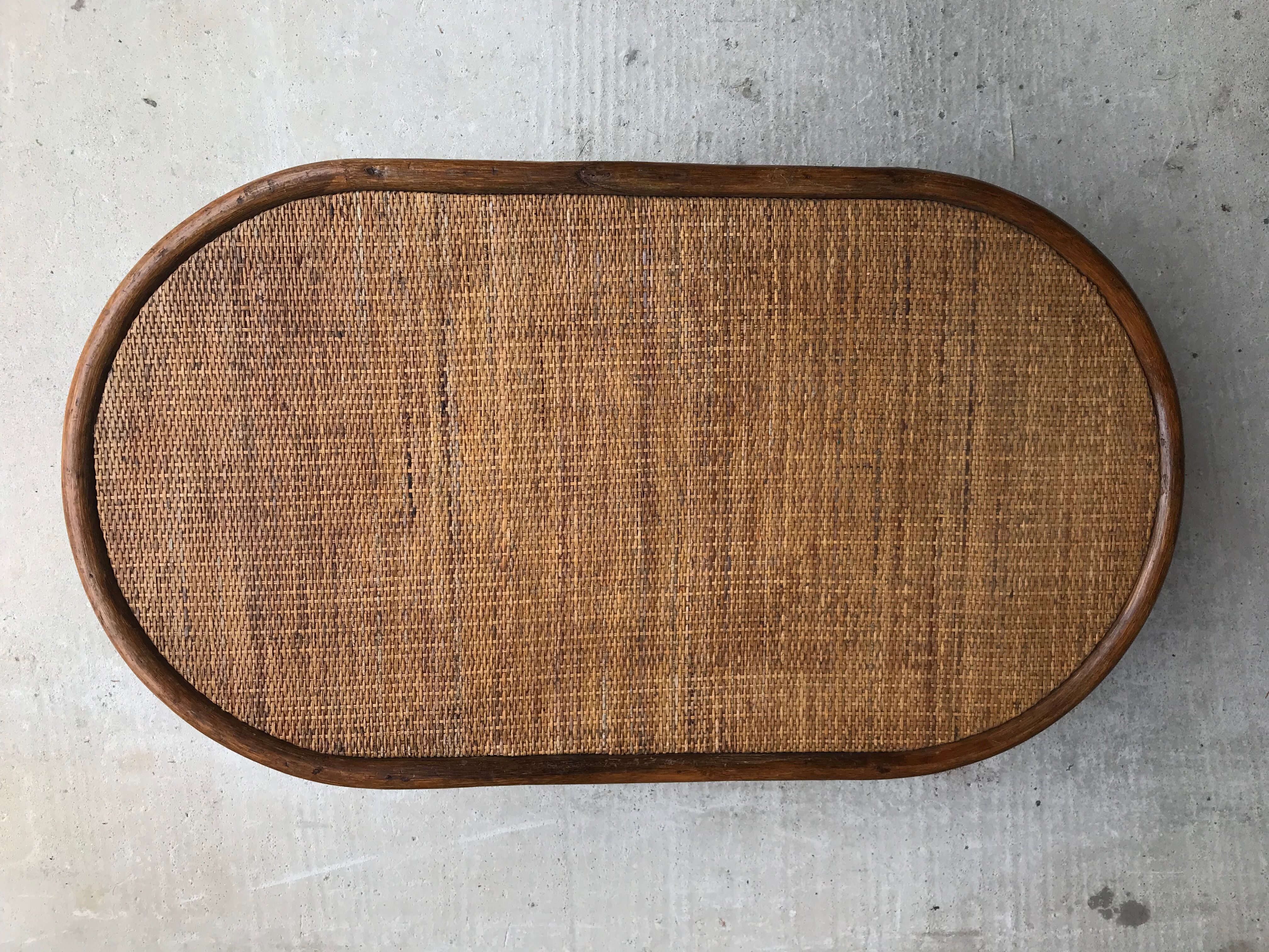 Oval rattan coffee table