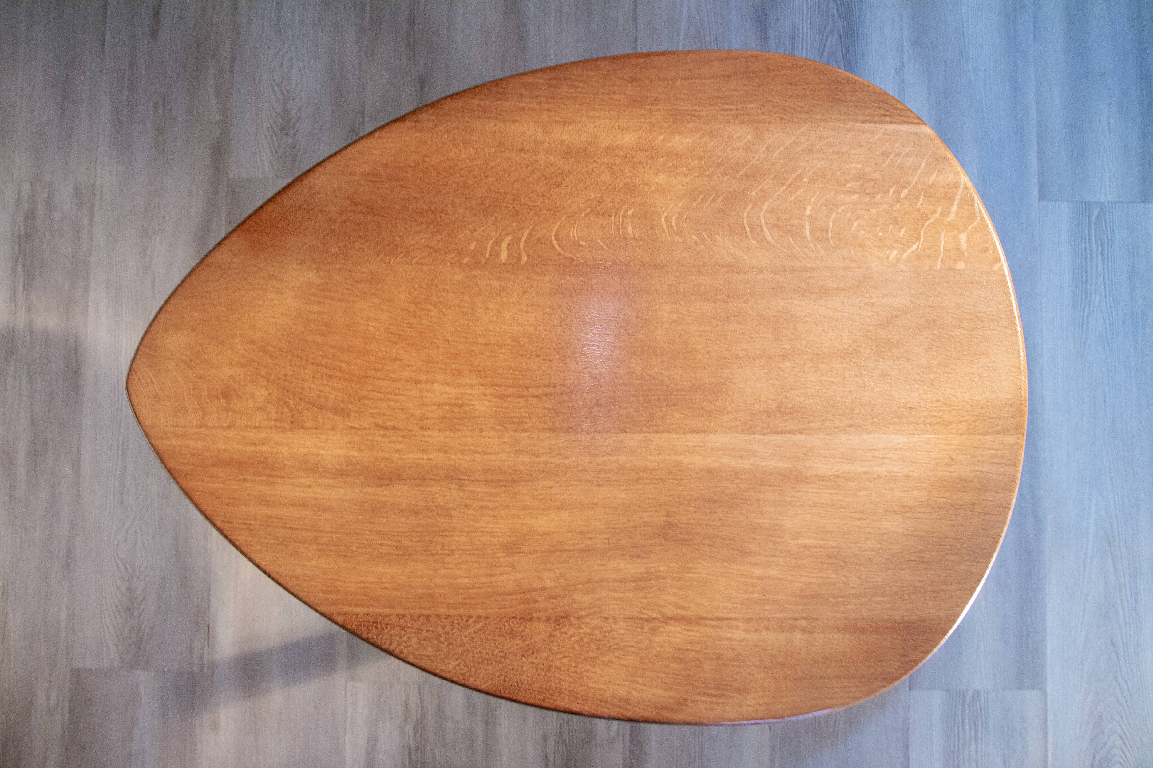 Surf-shaped coffee table, solid oak, 1950s