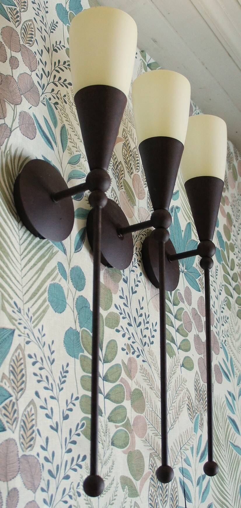 Set of 3 Massive "torch" wall lights, circa 1990