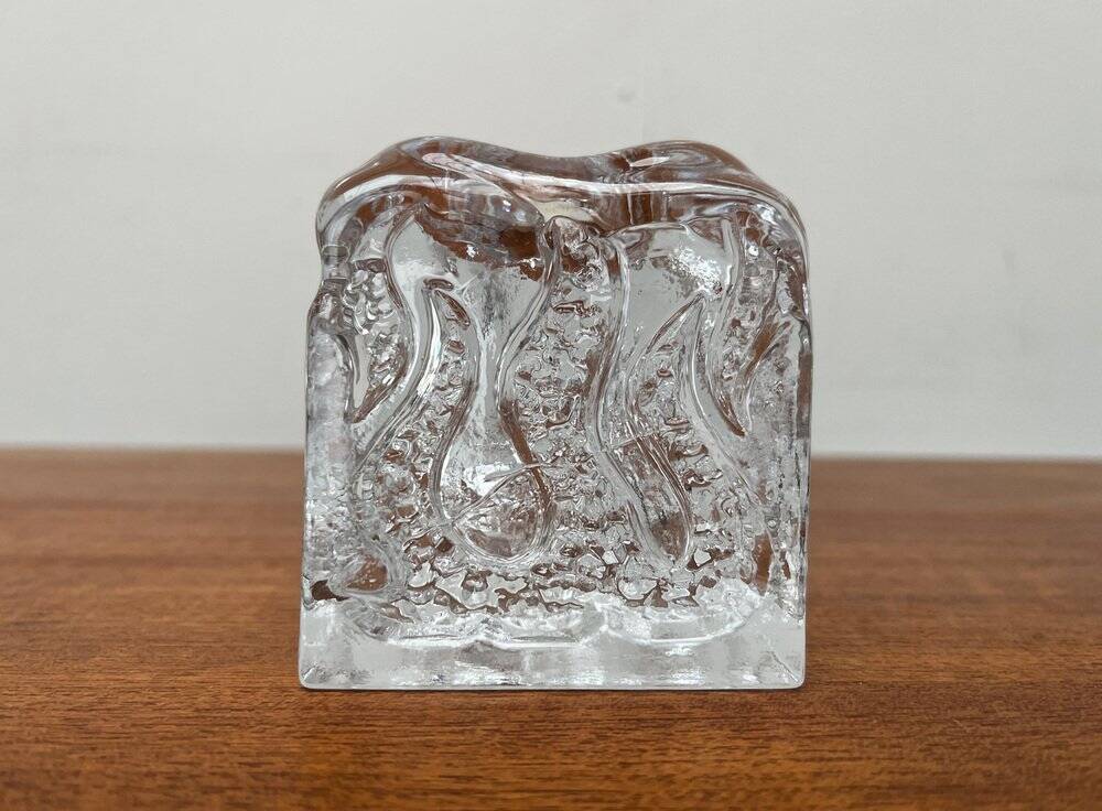 Mid-century glass candlestick by Kurt Wokan for Ingrid Glas, Germany, 1960s.