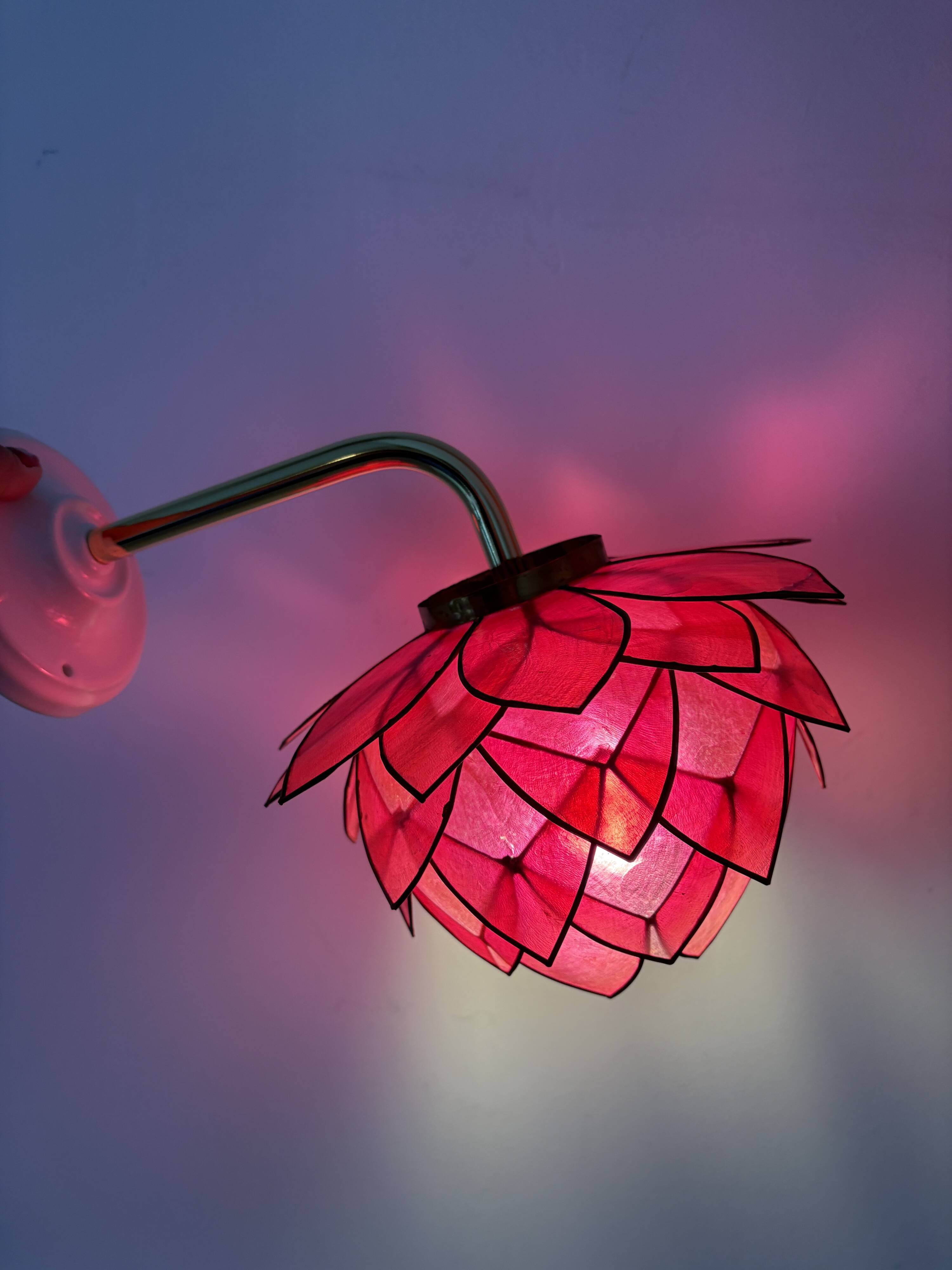 Vintage pink mother-of-pearl angled wall lamp