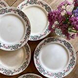 Set of 6 old flat plates model Cécile de HBCM