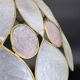 Vintage pink & white capiz petal pendant light – gold-plated brass