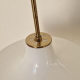 Rare Midcentury Brass and Milk Glass Pendant Kamenicky Senov, 1970s