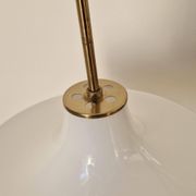 Rare Midcentury Brass and Milk Glass Pendant Kamenicky Senov, 1970s