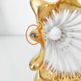 Splash-shaped crystal vase with gold rim