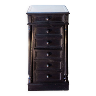 Napoleon III period chiffonier, blackened wood and white marble