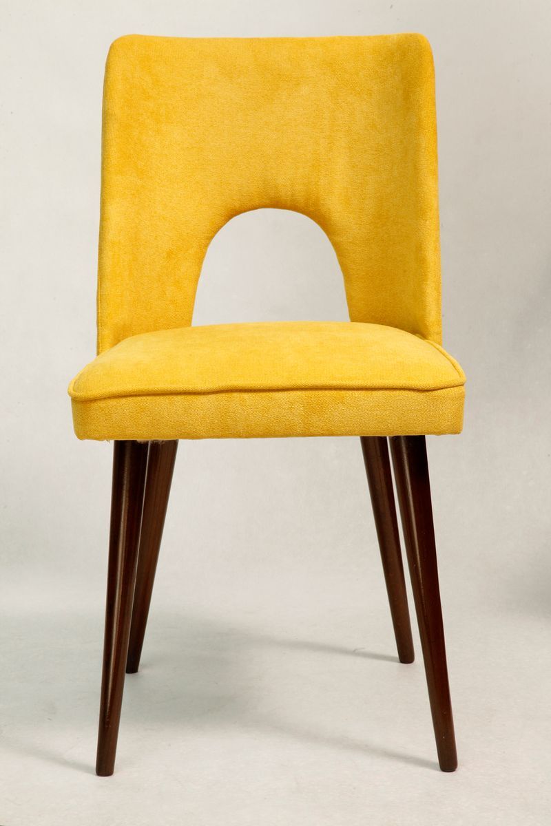 Yellow booster Chair by Leśniewski 1970s