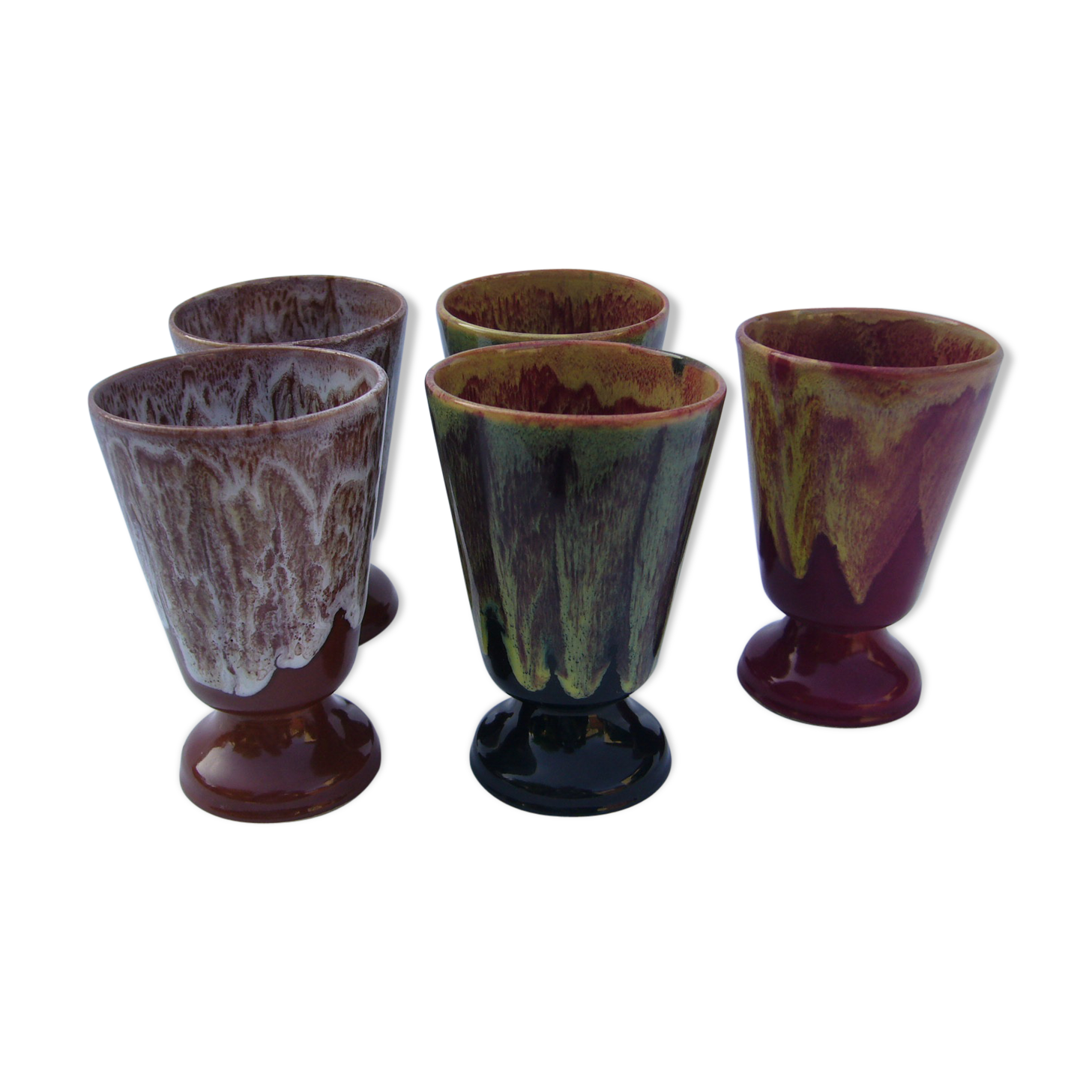 Set of 5 blaring mazagrans "Petite Masse" (Morvan)