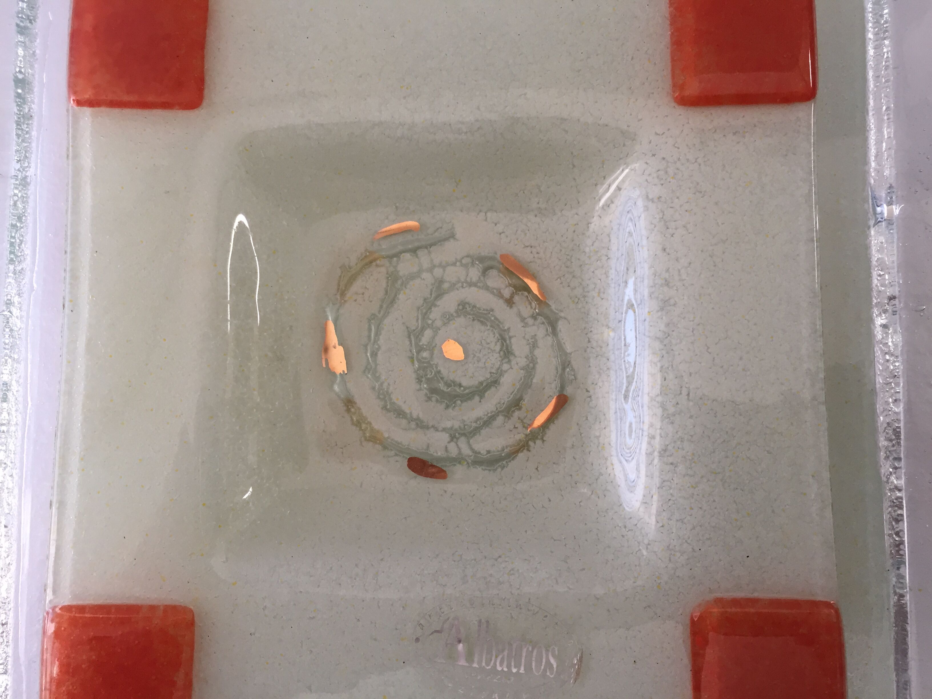 Ashtray & pocket trays melted glass from murano "albatross" venezia italy