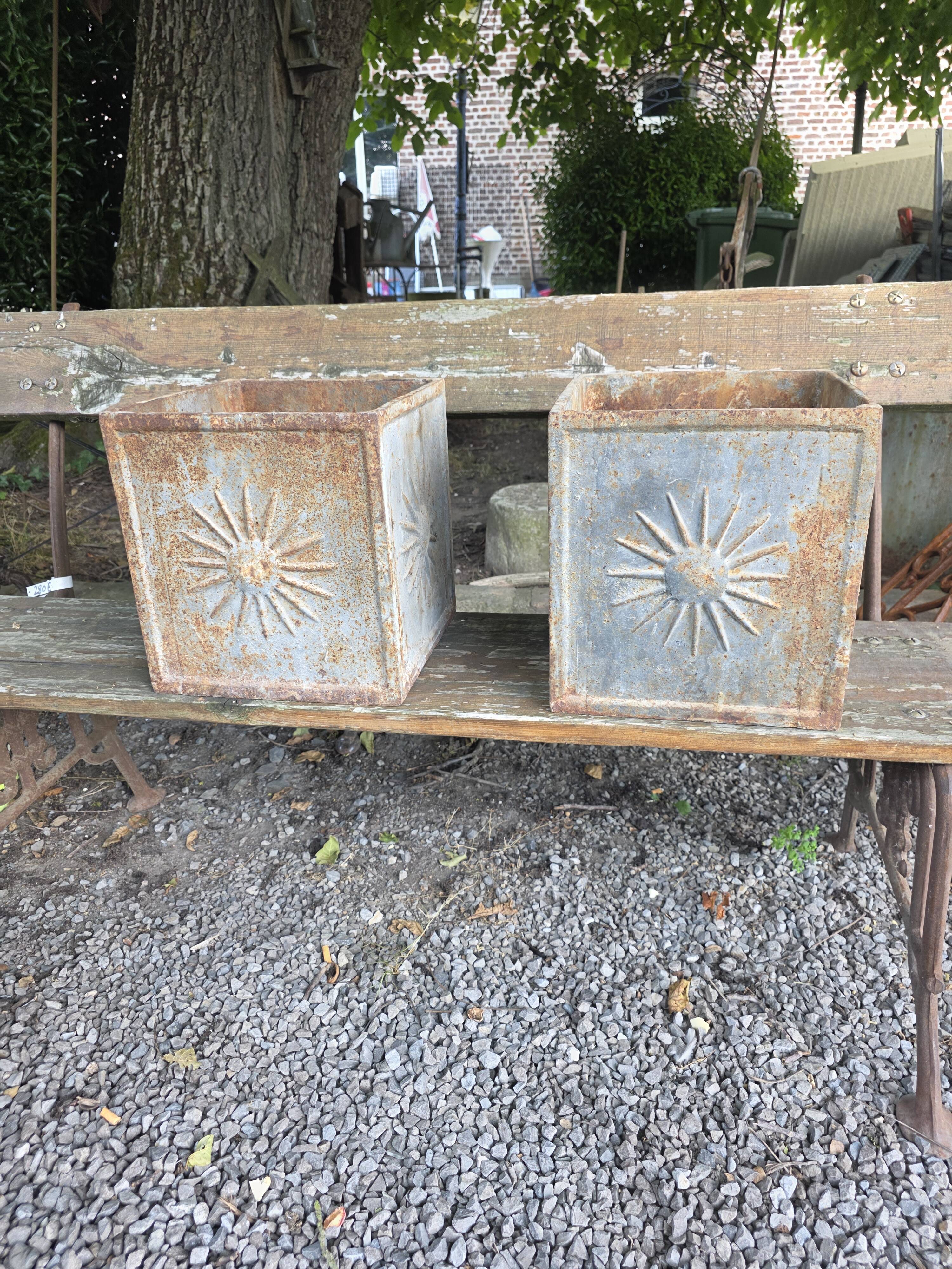 Pair of cast iron planters
