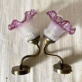 Pair of retro style wall lights, tulips