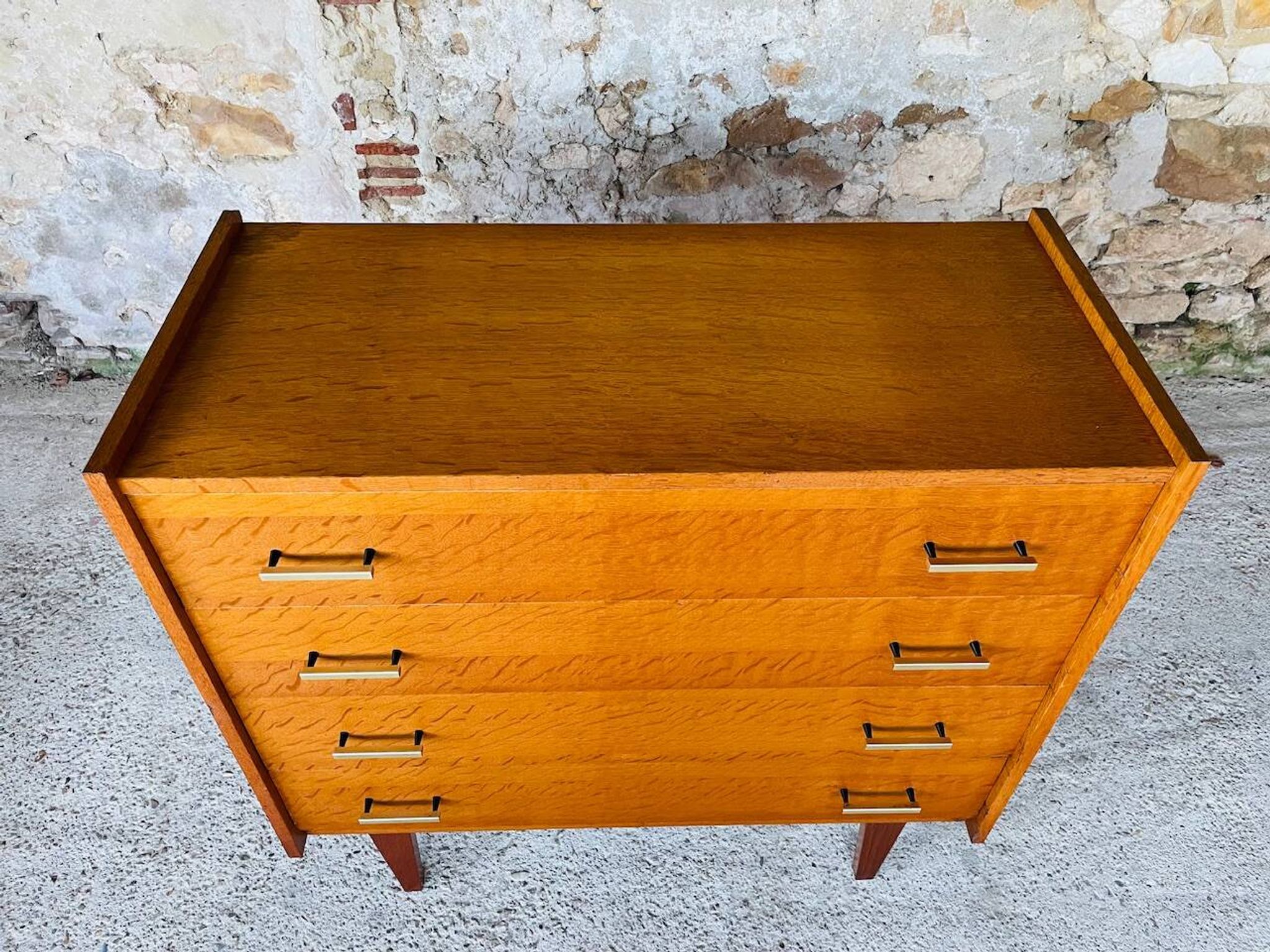 Vintage Scandinavian style oak chest of drawers circa 70's