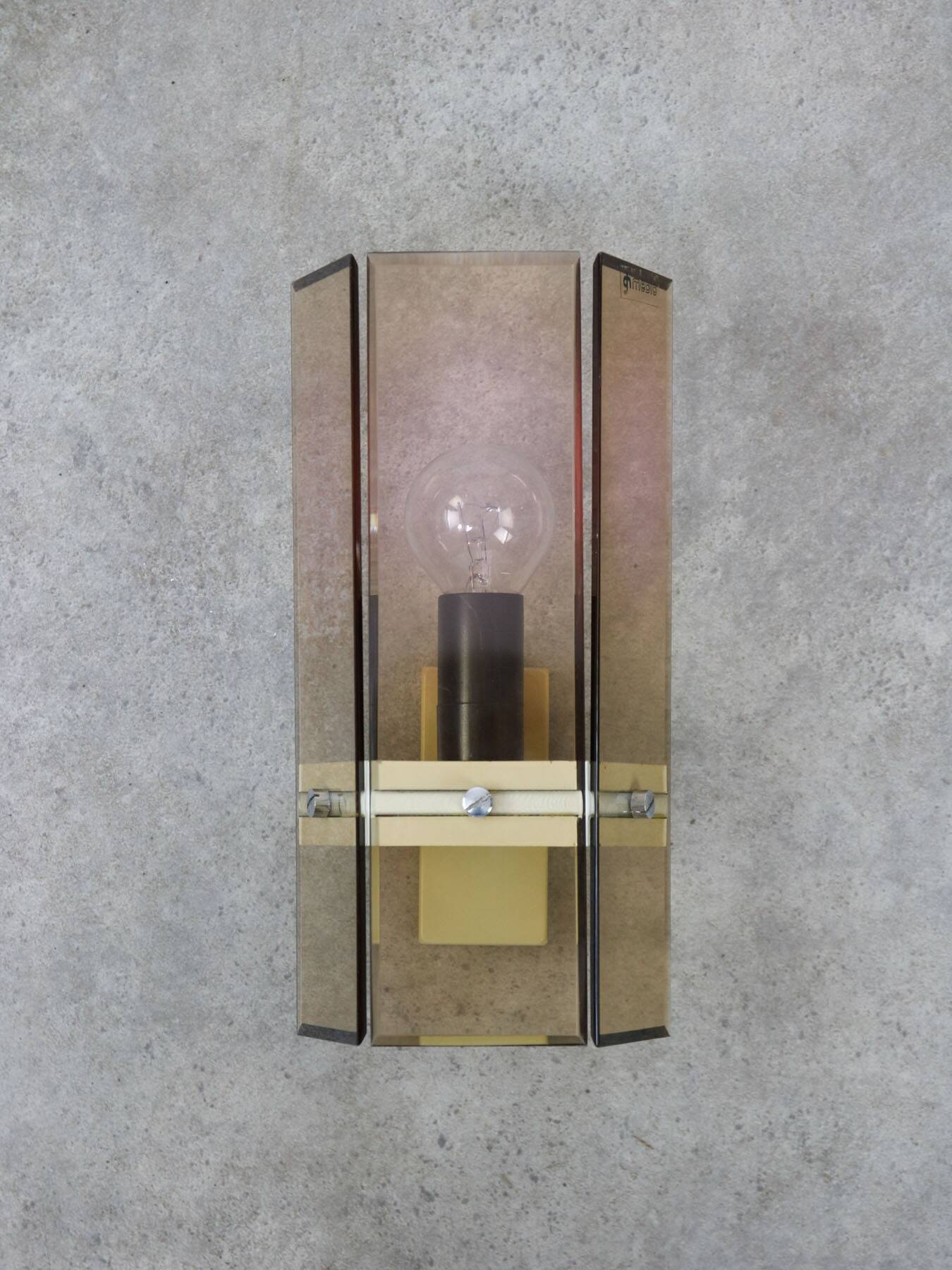 Italian Smoked Plexiglas Sconce for Guzzini, 1970s