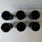 Set of 6 black opaline glass coquetiers, France, 70s